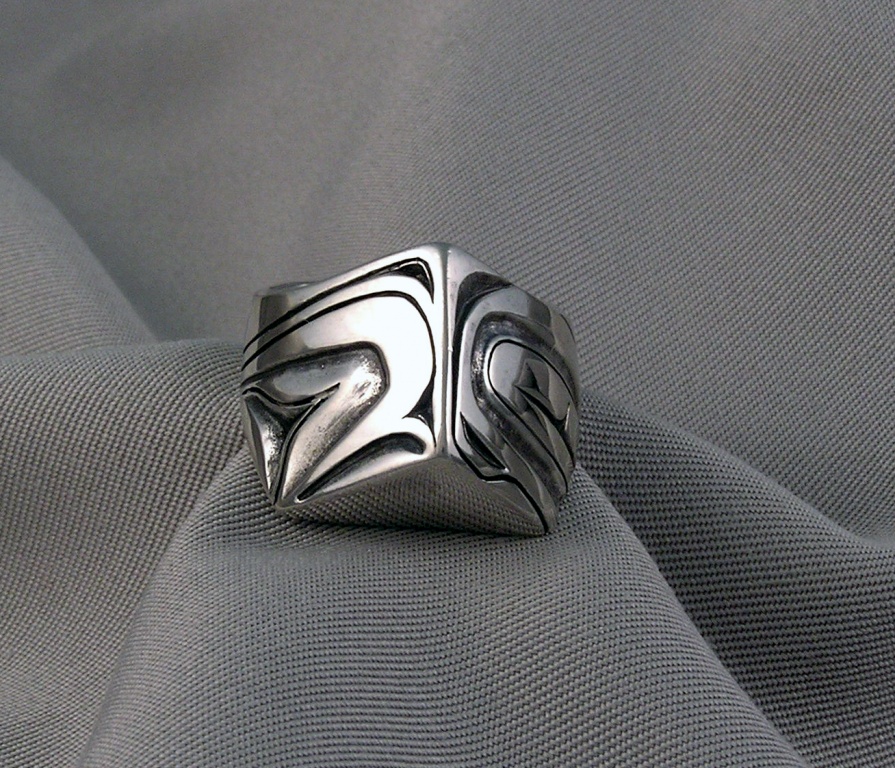 Cast Sterling Bentwood Box Ring